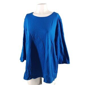 New TURTLE BAY Miss Roy 3/4 Sleeve Top MEDIUM(8-10) Blue Cotton Blend